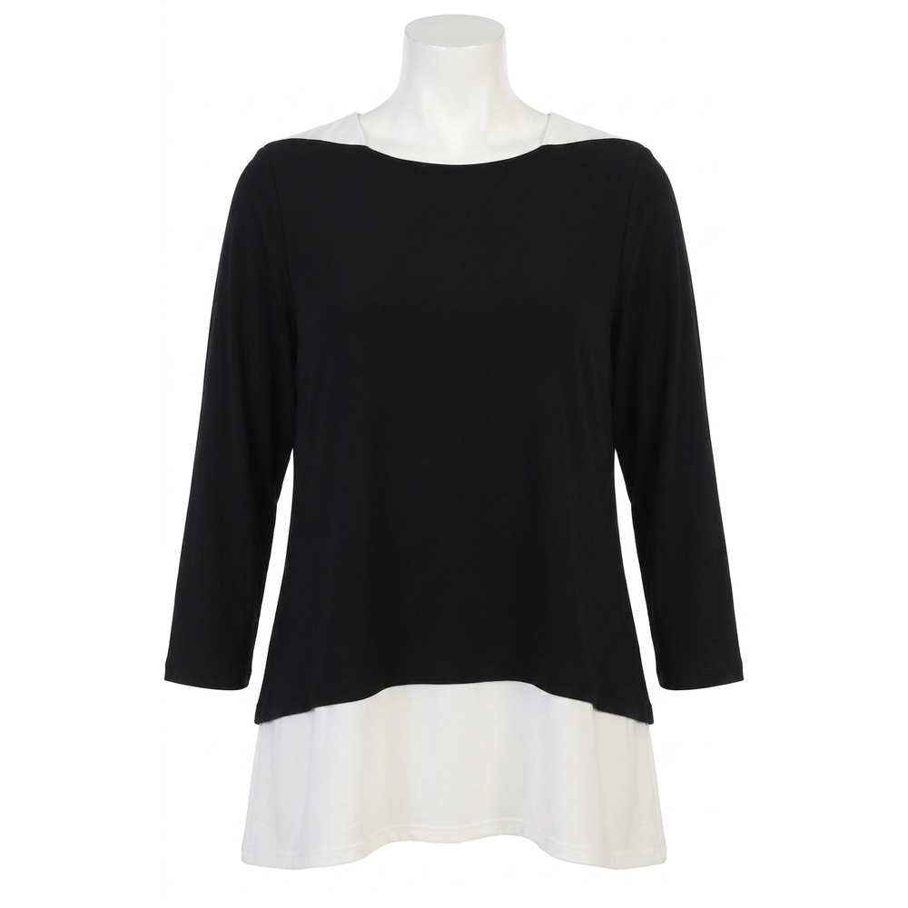 NEW JESS & JANE ity knit contrast top in black & ivory
